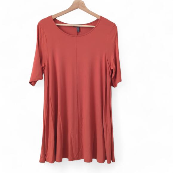 Eileen Fisher Top Womens Medium Viscose Asymmetrical Flowy Loose Tunic Orange - Picture 1 of 6
